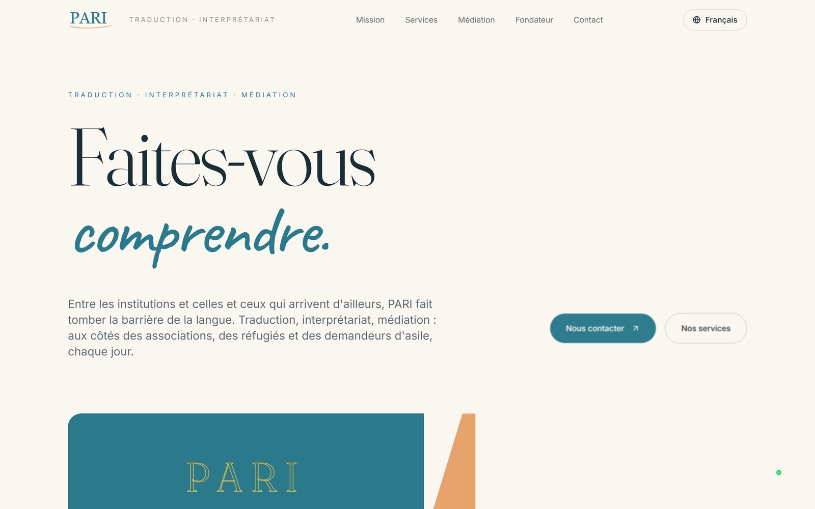 paritraduction.fr, page d'accueil